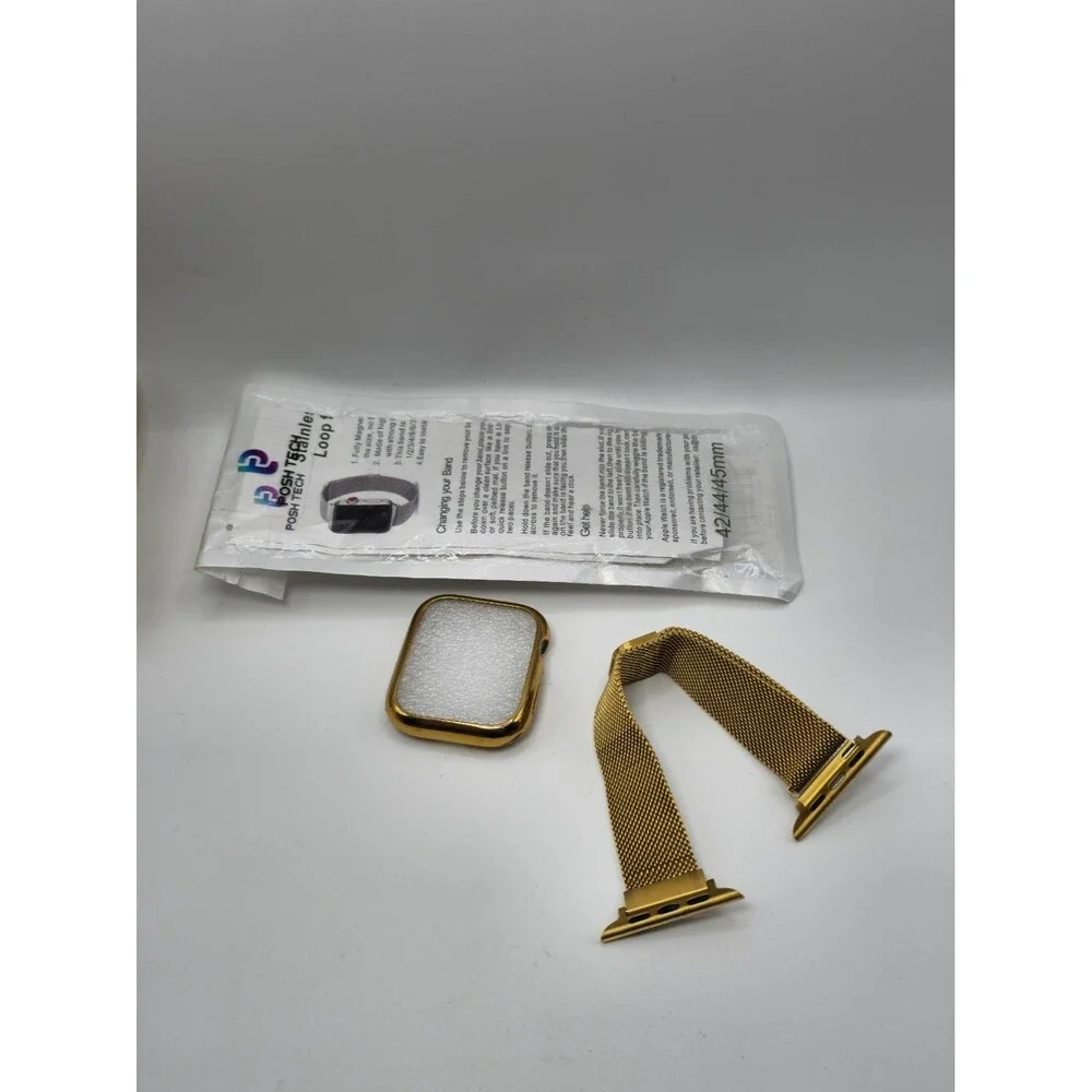 Posh Tech Gold Milanese Apple Watch Band Case Set 42/44/45mm